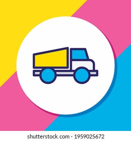 Vector illustration of truck icon colored line. Beautiful structure element also can be used as tipper icon element.