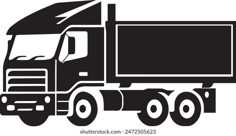 Vector illustration of truck isolated on white background. Monochrome style.