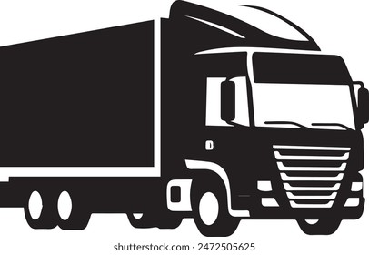 Vector illustration of truck isolated on white background. Monochrome style.