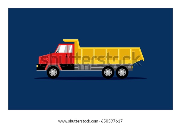 Vector illustration of truck, isolated on blue\
background. Flat style. Good for advertisement, banners, posters\
and cards.