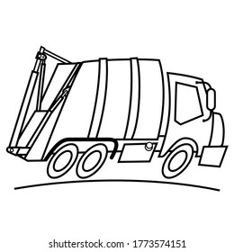 Vector illustration of a truck taking out municipal solid waste (MSW)