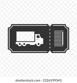Vector illustration of truck ticket icon in dark color and transparent background(PNG).