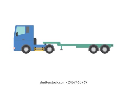 Vektorillustration des Kopfes und Anhängers der Sattelzugmaschine für Lastkraftwagen, Fahrgestelle zur Beförderung von Seecontainern