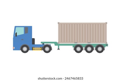 Vektorillustration von LKW,Sattelzugmaschine Kopf und Anhänger,Fahrgestell zum Transport von 20ft Seecontainern