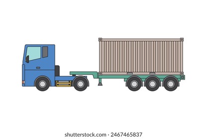 Vektorillustration von LKW,Sattelzugmaschine Kopf und Anhänger,Fahrgestell zum Transport von 20ft Seecontainern