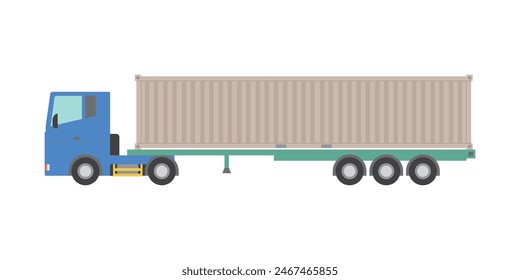 Vector illustration of truck,semi-tractor tractor head and trailer,chassis transporting 40ft ocean containers