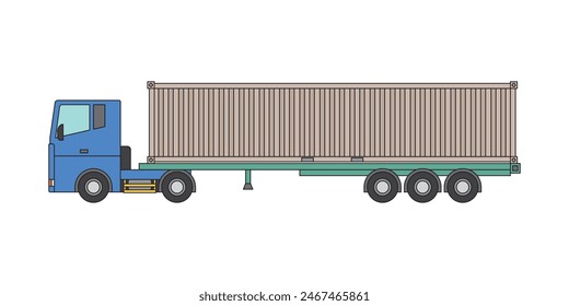 Vector illustration of truck,semi-tractor tractor head and trailer,chassis transporting 40ft ocean containers