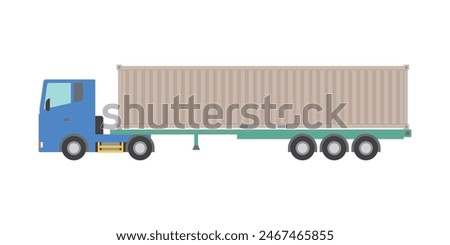 Vector illustration of truck,semi-tractor tractor head and trailer,chassis transporting 40ft ocean containers