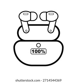 Ilustración vectorial de True Wireless Stereo (TWS), un dispositivo de audio que se empareja con los oídos sin cables. Aislado con un fondo vacío, editable y el color se puede cambiar.