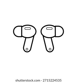 Ilustración vectorial de True Wireless Stereo (TWS), un dispositivo de audio que se empareja con los oídos sin cables. Aislado con un fondo vacío, editable y el color se puede cambiar.