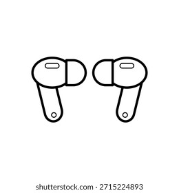 Ilustración vectorial de True Wireless Stereo (TWS), un dispositivo de audio que se empareja con los oídos sin cables. Aislado con un fondo vacío, editable y el color se puede cambiar.