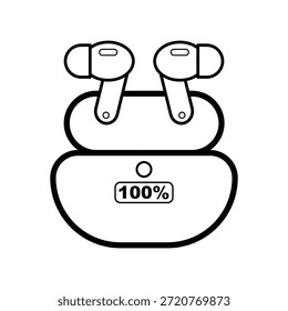 Ilustração vetorial do True Wireless Stereo (TWS), um dispositivo de áudio que combina com os ouvidos sem fios. Isolado com um plano de fundo vazio, editável e de cor pode ser alterado.