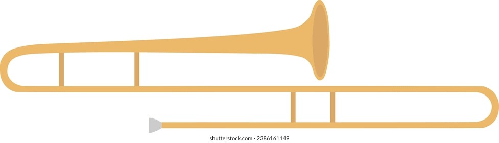 Vector illustration of trumpet. Brass wind musical instrument trombone