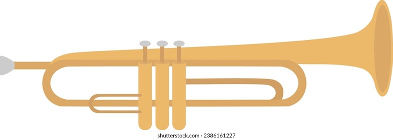 Vector illustration of trumpet. Brass wind musical instrument trumpet