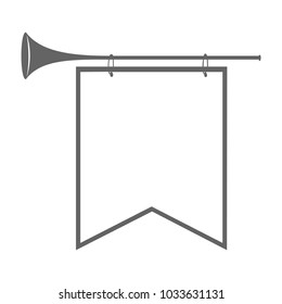 Vector illustration of trumpet isolated on a white background. Black and white Trumpet, musical instrument in flat style.