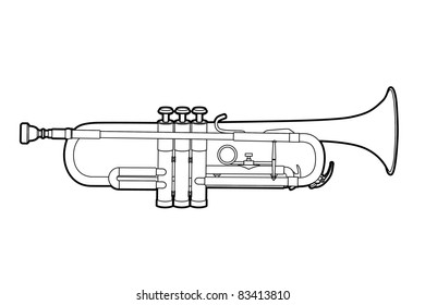 Vector illustration of trumpet on white background