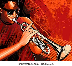 Vector illustration of a trumpet player