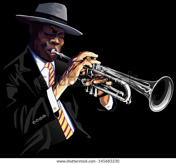 Vector Illustration Trumpet Player Stock Vector (Royalty Free) 145683230