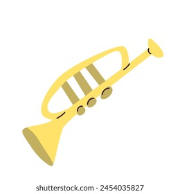 Vector illustration of trumpet or saxophone - musical instrument. Vector illustration for jazz banner, musiacal background