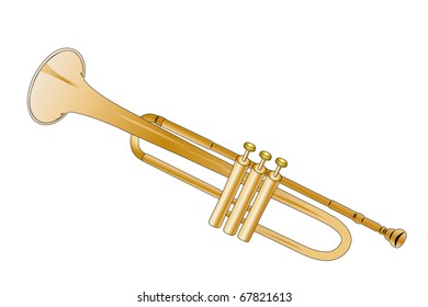 Vector illustration of trumpet under the white background