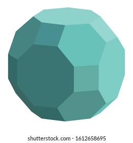 Vector illustration of truncated cuboctahedron isolated on white. Blue crystal on white for print, template, cover, sticker, geometry design,