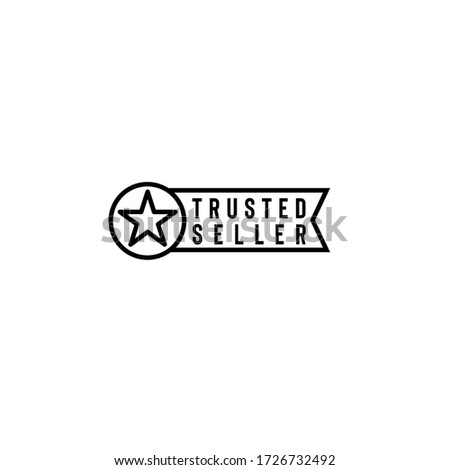 Vector illustration of trusted seller logo with star in circle and ribbon isolated on white background can be used as sign that your shopping website or marketplace is reliable and trustworthy