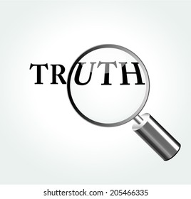Vector illustration of truth concept with magnifying