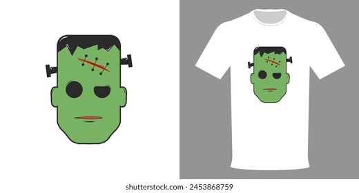 Vector illustration of t-shirt cartoon Frankenstein for typographic print