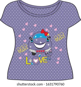 vector illustration t-shirt with cat car with hearts around