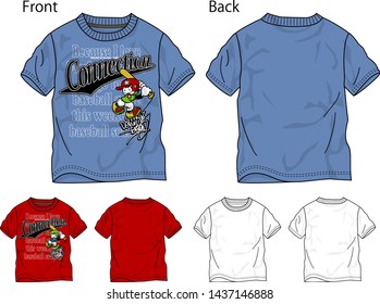A vector illustration of a T-shirt for a child. Front and back view.
