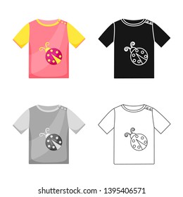 Vector illustration of tshirt and children symbol. Set of tshirt and shirt stock symbol for web.