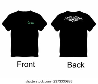 vector illustration of t-shirt design with crew writing and ornaments