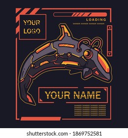 Vector illustration  for tshirt design cyber punk animal