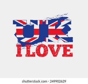 vector illustration, t-shirt design i love UK , t-shirt graphics 