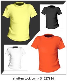 Ilustração vetorial. Modelo de design de camiseta. Preto, branco e colorido.
