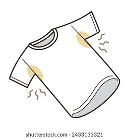 Vector illustration of a t-shirt dirty with sweat stains