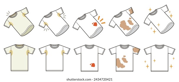 Ilustración vectorial de una camiseta sucia con manchas de sudor