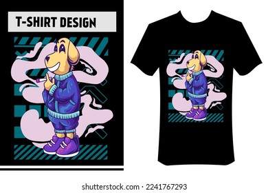 vector illustration for t-shirt, illustration of a dog smoking a cigarette, with street wear concept. suitable for clothing, t-shirts, posters, stickers. svg