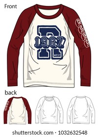 Vector illustration of t-shirt. Front and back views