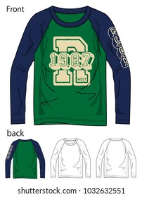 Vector illustration of t-shirt. Front and back views
