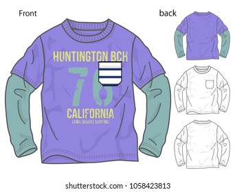 Vector illustration of t-shirt. Front and back views