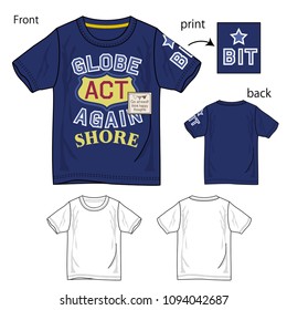 Vector illustration of t-shirt. Front and back views.