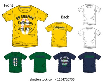 Vector illustration of t-shirt. Front and back views.