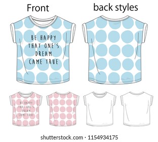 Vector illustration of t-shirt. Front and back views.