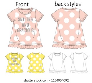 Vector illustration of t-shirt. Front and back views.