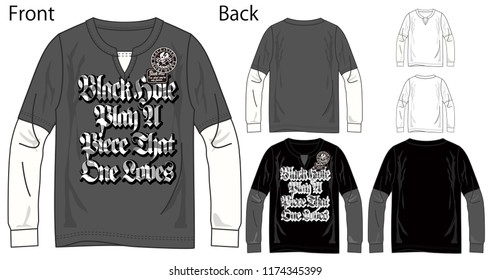 Vector illustration of t-shirt. Front and back views