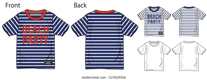 Vector illustration of t-shirt. Front and back views.
