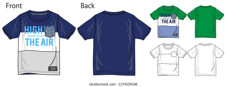 Vector illustration of t-shirt. Front and back views.