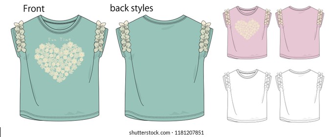 Vector illustration of t-shirt. Front and back views.
