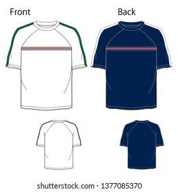 Vector illustration of t-shirt. Front and back views.